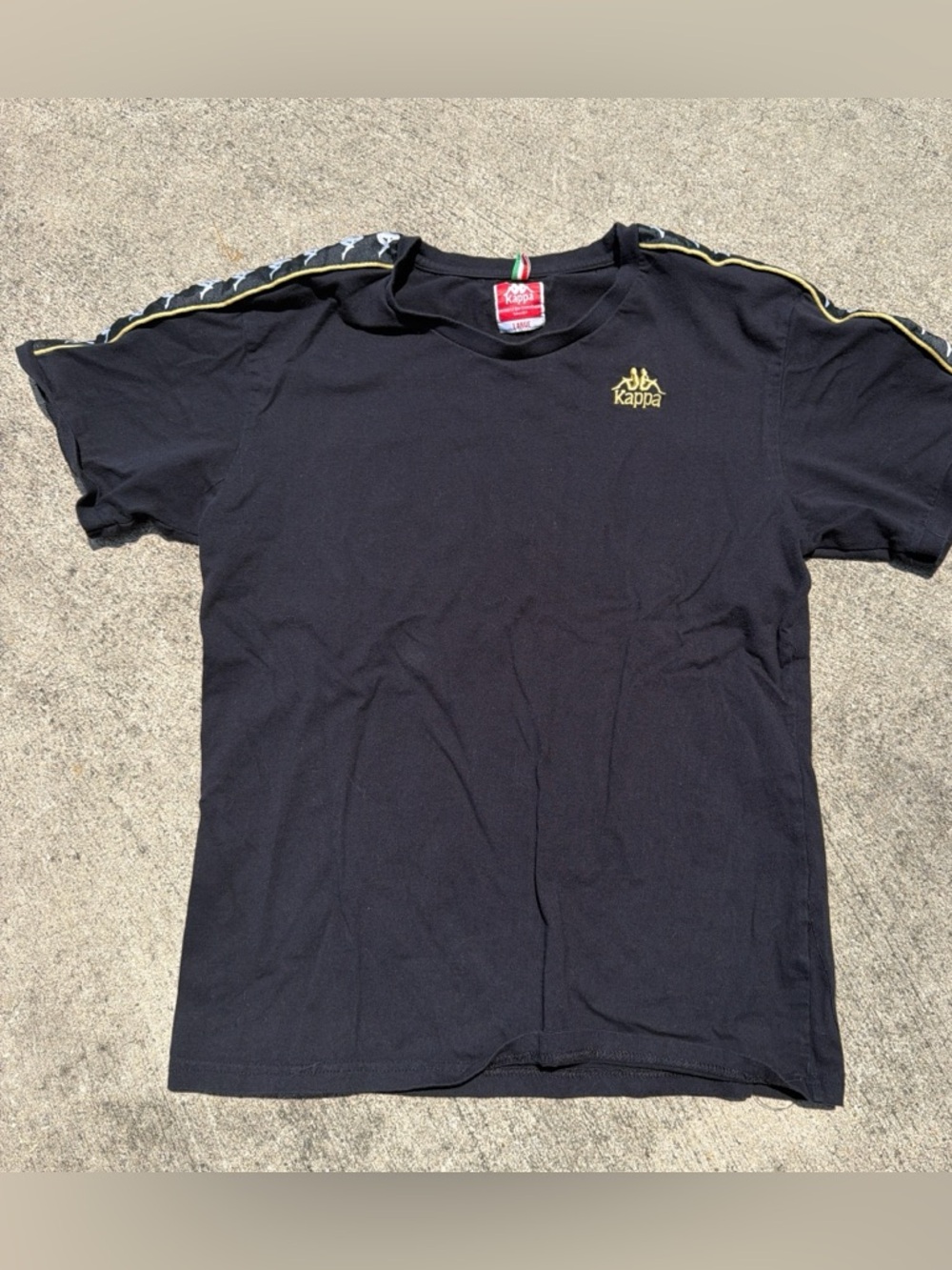 Kappa Black Short-Sleeve Tee with Gold Logo and sleeve logo
